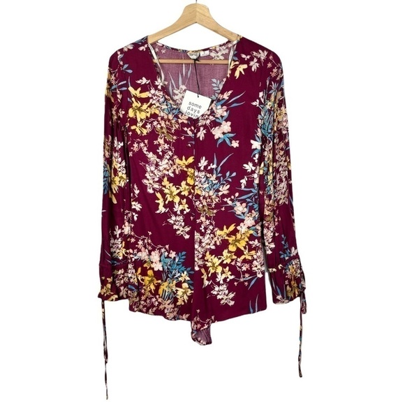 NEW Somedays Lovin' Supreme Burgundy Floral Playsuit Long Sleeve Romper S $108 - Picture 3 of 7